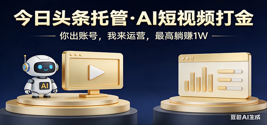 头条号AI托管，我提供作品，你提供账号，每天5分钟发布，小白躺赚3000+-创客副业