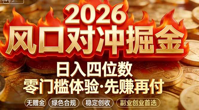 2026美金对冲套利，无赠金对冲策略保驾护航，低门槛易上手实操。单人单日收益2000+-创客副业