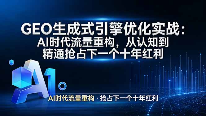 GEO 生成式引擎优化实战：AI时代流量重构，从认知到精通抢占下一个十年红利-创客副业